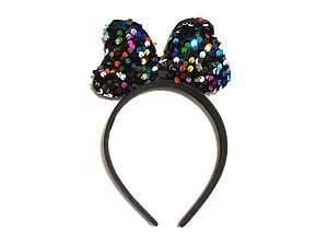 Girls Black Big Sequin Bow Knot Headband Party Hair Accessory