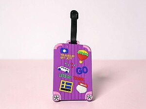 Purple Let's Go Travel ~ Travel Suitcase ID Luggage Tag and Suitcase Label