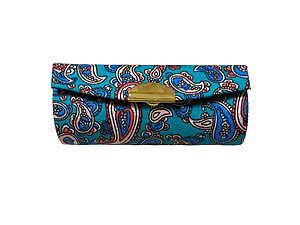 Turquoise Paisley Design Lipstick Case Holder w/ Mirror