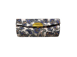 White Paisley Design Lipstick Case Holder w/ Mirror