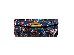 Blue Paisley Design Lipstick Case Holder w/ Mirror