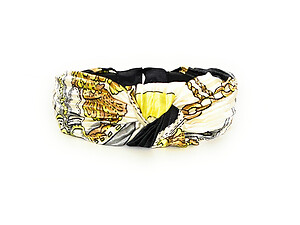 Yellow Pleated Fabric Fashion Headband w/ Top Knot