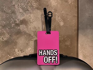 Hands Off ~ Travel Suitcase ID Luggage Tag and Suitcase Label