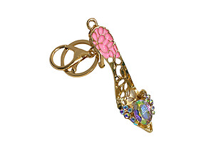 Aurora Borealis Crystal Stone Fashion High Heel Epoxy Goldtone Keychain