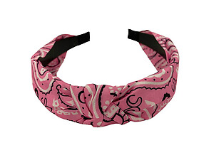 Pink Bandana Print Fabric Fashion Headband w/ Top Knot
