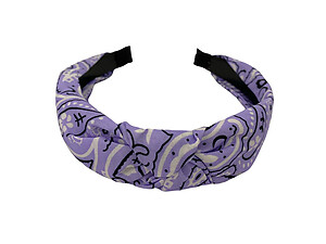 Purple Bandana Print Fabric Fashion Headband w/ Top Knot