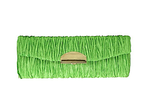Apple Green Pleated Fabric Pattern Lipstick Case Holder w/ Mirror