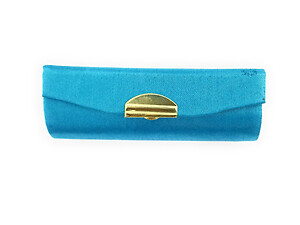 Solid Light Blue Satin Lipstick Case Holder w/ Mirror