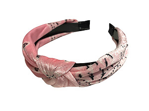 Pink Bandana Print Soft Velveteen Fabric Fashion Headband w/ Top Knot
