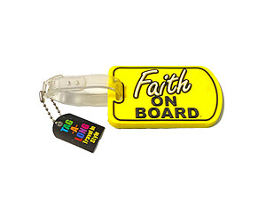Yellow Faith On Board ~ Inspirational Travel Suitcase Label ID Luggage Tag