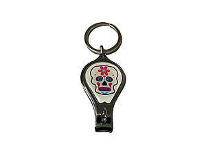 Metal Sugar Skull Themed Combination Keychain / Nail Clipper / Bottle Opener