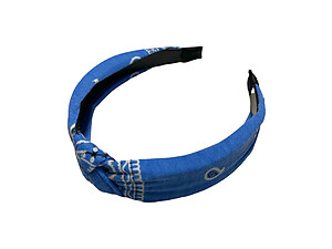 Light Blue Soft Fabric Bandana Print Fashion Headband w/ Top Knot