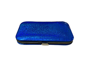 Blue Metallic Glitter 6 Pc Manicure Set in Padded Case
