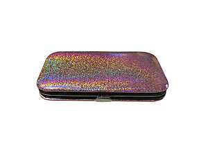 Purple Metallic Glitter 6 Pc Manicure Set in Padded Case