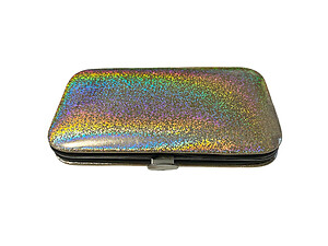 Silver Metallic Glitter 6 Pc Manicure Set in Padded Case