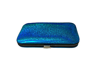 Turquoise Metallic Glitter 6 Pc Manicure Set in Padded Case