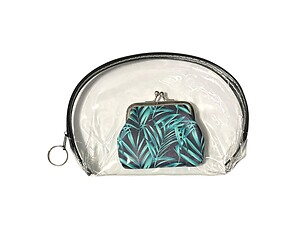 Black Trim Large Zipper Cosmetic Bag & Coin Purse Set