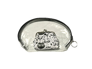 Black Trim Large Zipper Cosmetic Bag & Coin Purse Set