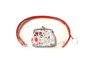 Red Trim Large Zipper Cosmetic Bag & Coin Purse Set