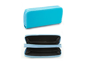 Colorful Faux Leather Fashion Two Zipper Convertible Wallet
