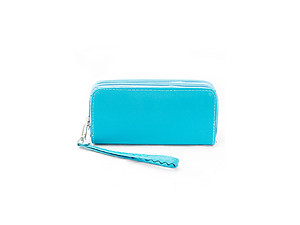 Colorful Faux Leather Fashion Two Zipper Convertible Wallet