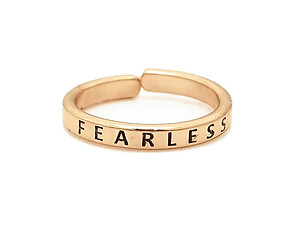 Rose Gold FEARLESS Engraved Inspirational Message Adjustable Ring
