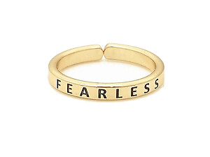 Goldtone FEARLESS Engraved Inspirational Message Adjustable Ring
