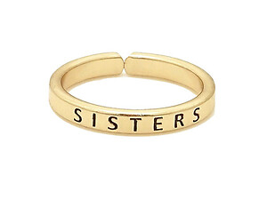 Goldtone SISTERS Engraved Inspirational Message Adjustable Ring
