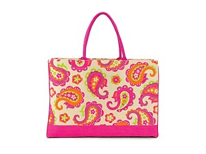 Paisley Fashion Juco Jute Shopper Beach Tote Bag