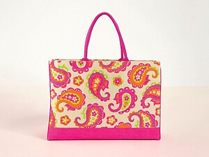 Paisley Fashion Juco Jute Shopper Beach Tote Bag