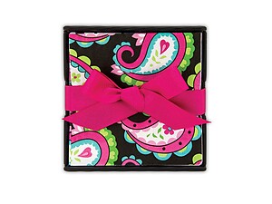 Black Paisley Beverage Napkin Holder Gift Set