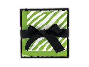 Sage Zebra Beverage Napkin Holders Gift Set