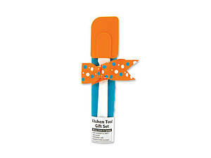 Orange Aqua & White Silicone Trivet & Spatula Kitchen Tool Gift Set