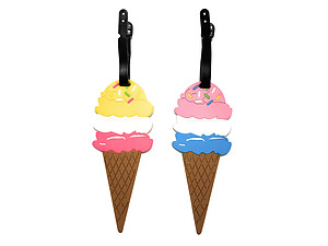 Pink & Yellow Top Ice Cream Cone Set ~ Travel Suitcase ID Luggage Tag and Suitcase Label