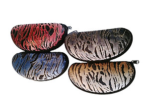 Blue Tiger Print Zipper Sunglasses / Eyeglasses Case