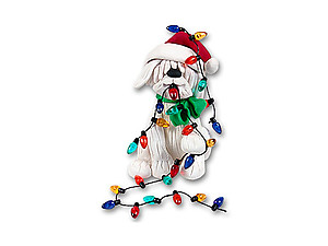 Puppy Dog w/ Christmas Lights Ornament