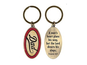 A Man's Heart ~ Proverbs 16:9 Antique Gold Metal Keychain