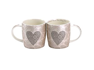 Love Never Fails Paisley Heart 13 Ounce Bone China Coffee Mug