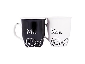 Mr. and Mrs. Poem Black and White 16 Oz. Ceramic Stoneware Mug Set
