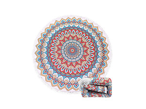 Mandala Summer Round Large Microfiber Terry Beach Towel with Tassels