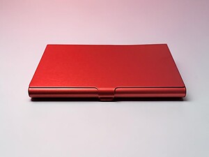 Red Metallic Thin Stainless Steel Business Card Case
