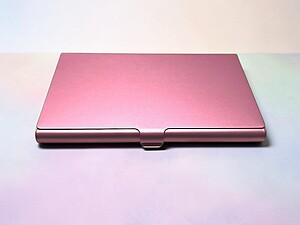 Light Pink Metallic Thin Stainless Steel Business Card Case
