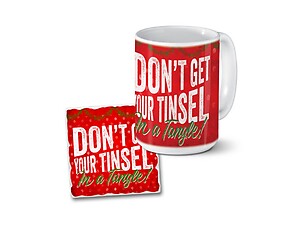 Tinsel In A Tangle Mug & Coaster Combo Set