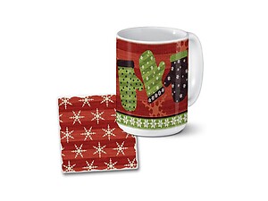 Up North Mittens and Snowflakes Mug & Coaster Combo Set