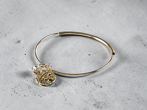 Goldtone Adjustable Bangle Initial 