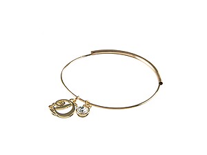 Goldtone Adjustable Bangle Initial 