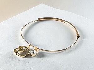 Goldtone Adjustable Bangle Initial 