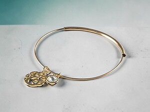 Goldtone Adjustable Bangle Initial 