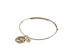 Goldtone Adjustable Bangle Initial 