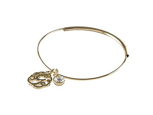 Goldtone Adjustable Bangle Initial 